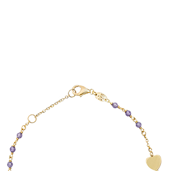 Purple Beaded Heart Bracelet