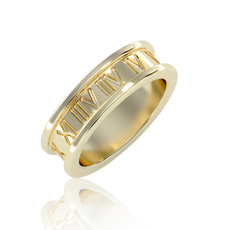 Roman Numeral Eleganct Wedding Band