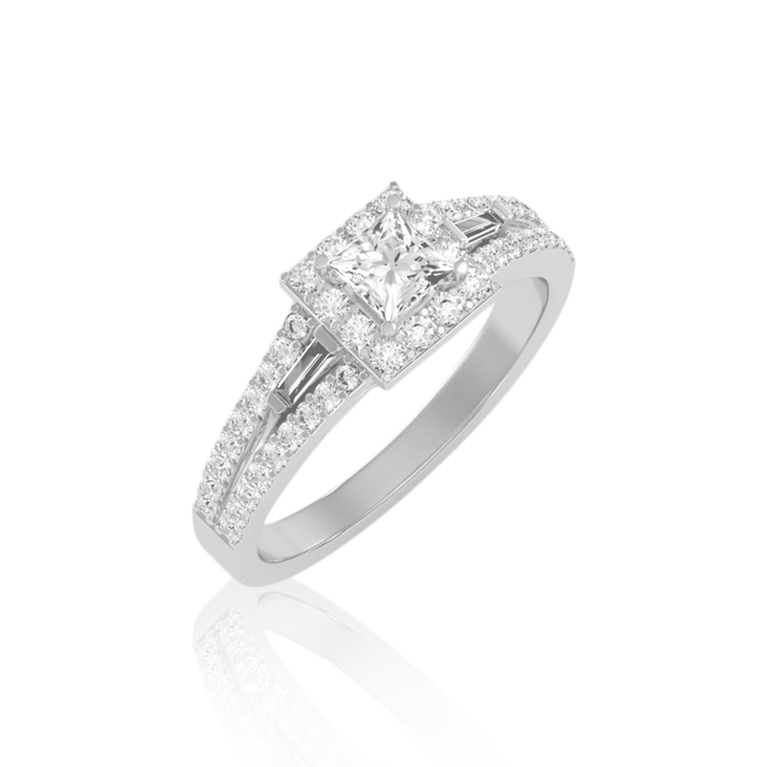 Natural Diamond Shank Halo Ring ( 1 Ct. Tw. )