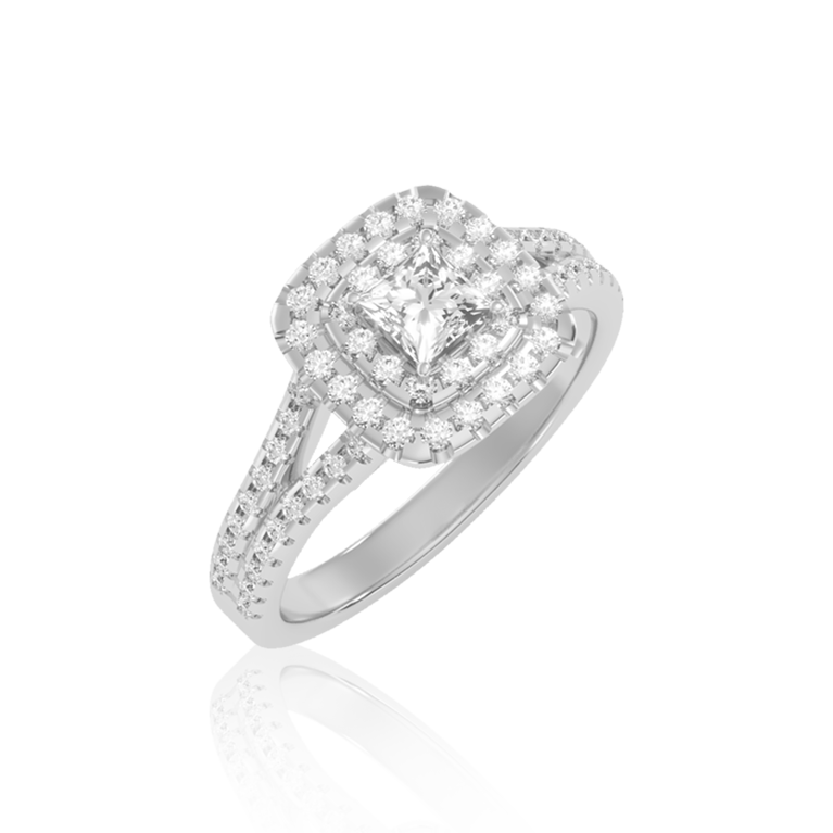 Princess Halo Diamond Ring (0.88 Ct. Tw. )