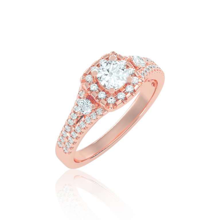 "Forever Trinity" Halo Engagement Diamond Ring ( 1.15 Ct. Tw. )