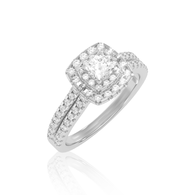 "Love Story" Halo Engagement gold ring