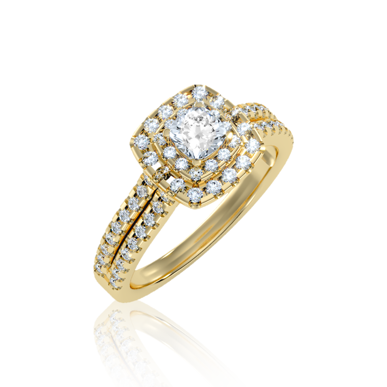 "Love Story" Halo Engagement Gold ring