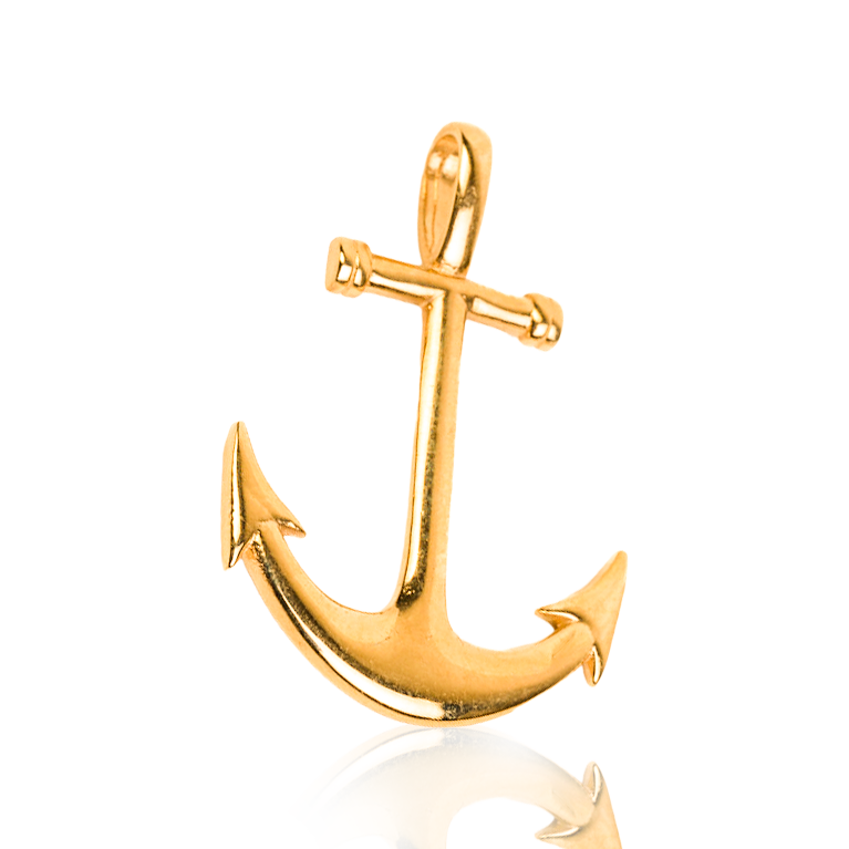 10k Anchor Pendant With Diamond Cut