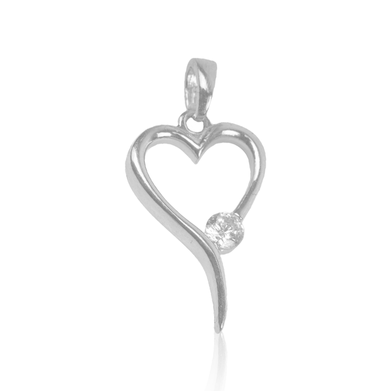 10k Gold White CZ Drop Heart