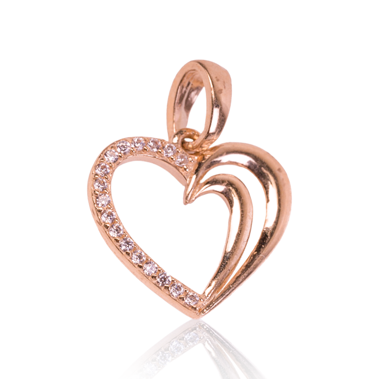 10k Rose Gold Heart With CZ Accent