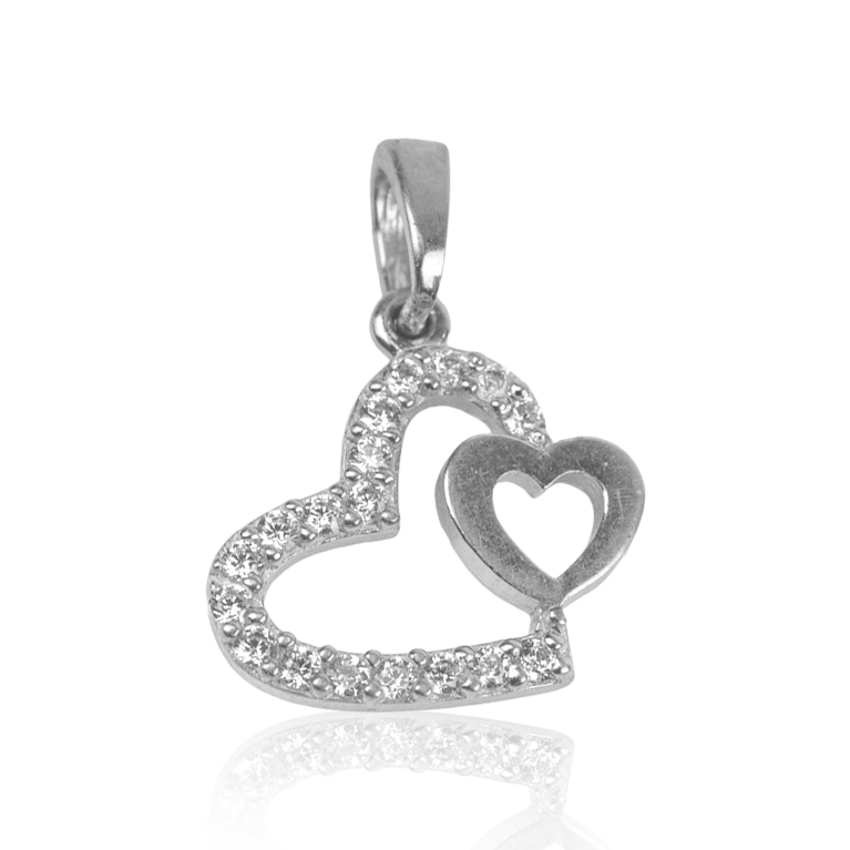 Double Heart CZ Pendant