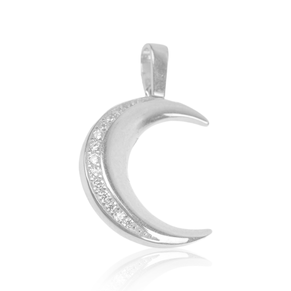 "The Moon" In White 10k Gold