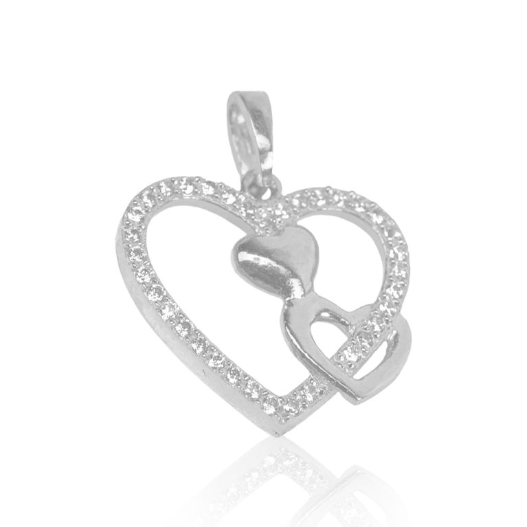 Triple Heart in 10k White Gold