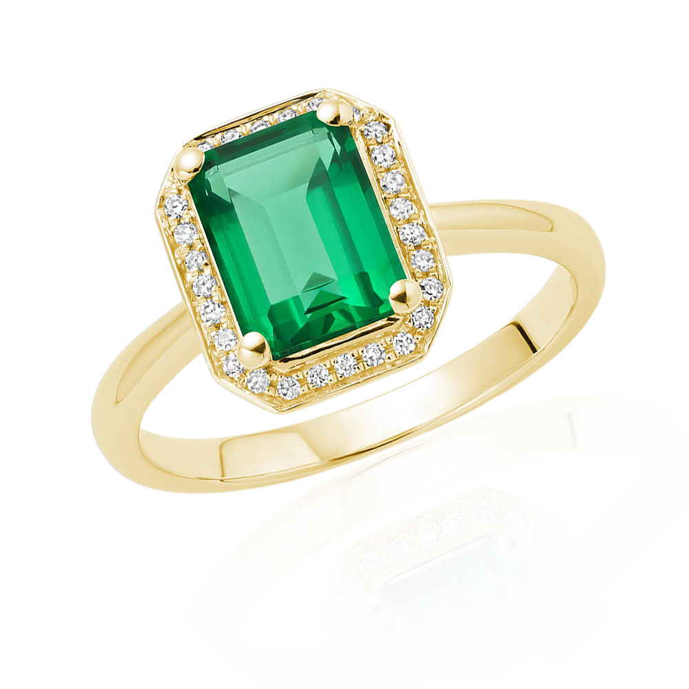 "Emerald Elegancy" Diamond Ring In Yellow Gold