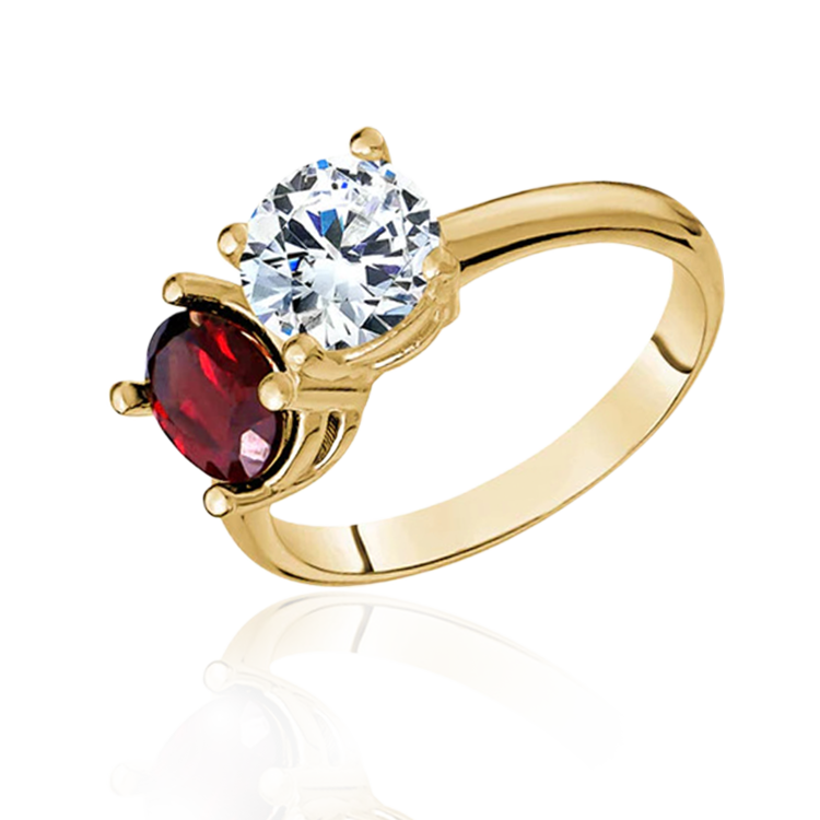 "Toi Et Moi" Oval Ruby & Round White Topaz