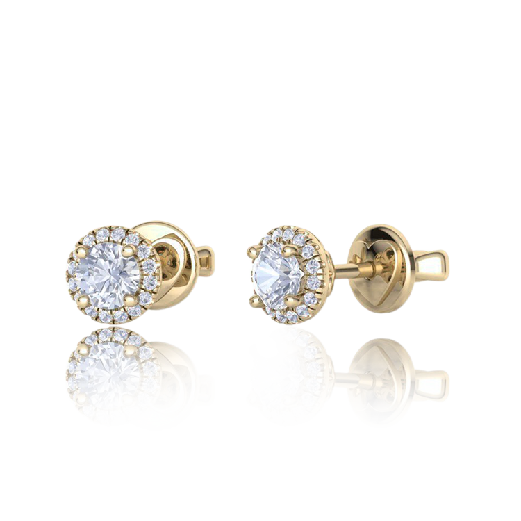 "Glamour Fireworks" Stud Halo Diamond Earrings ( 1Ct. Tw. )