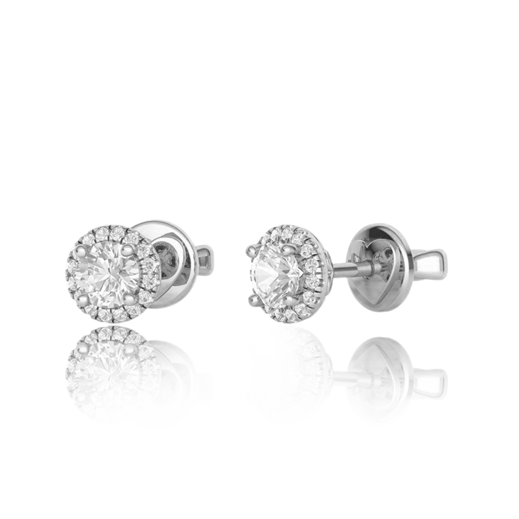 "Glamour Fireworks" Stud Halo Diamond Earrings ( 1Ct. Tw. )