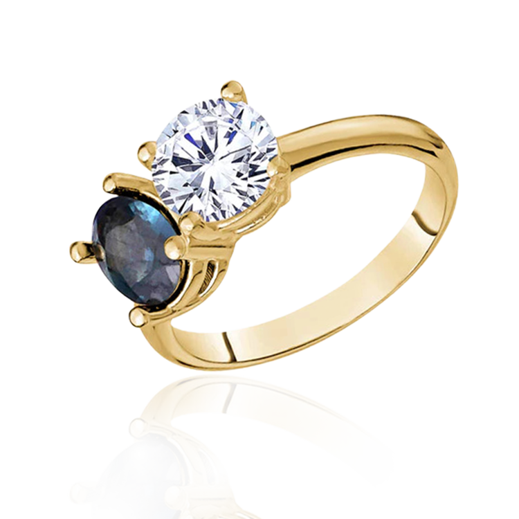 "Toi Et Moi" Blue Sapphire & White Topaz