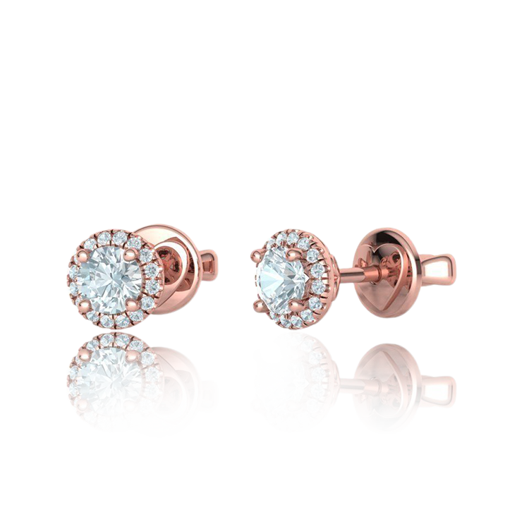 "Glamour Fireworks" Stud Halo Diamond Earrings ( 1Ct. Tw. )