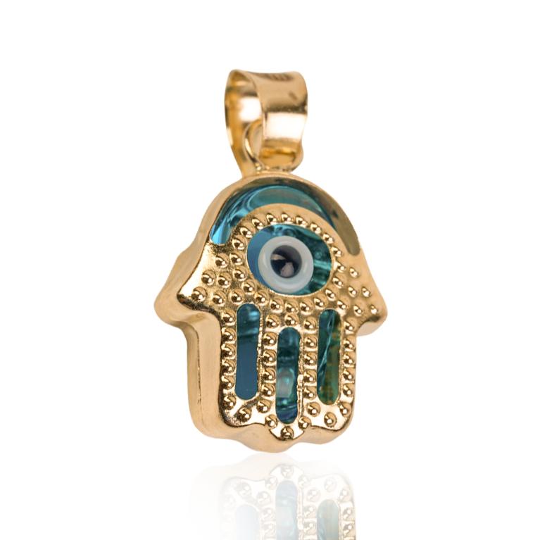 "Evil Eye Hamsa Pendant" In Yellow Gold