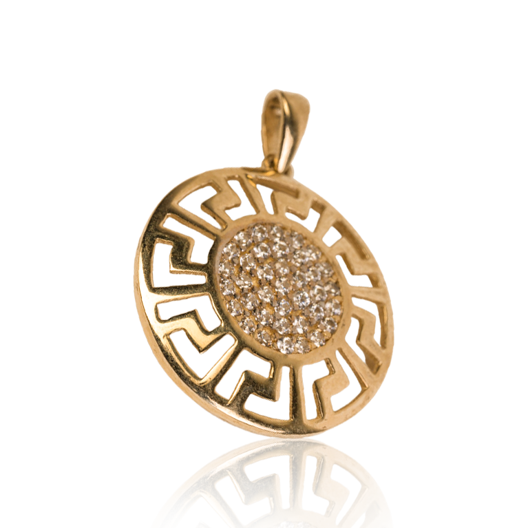 Gold Round Greek Pattern In 10k Gold