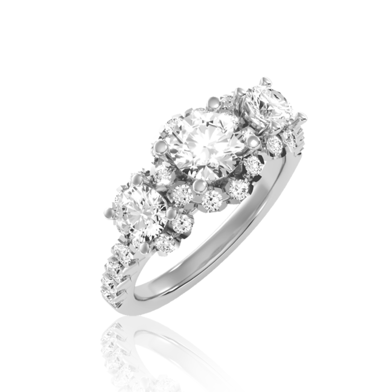 Luxury Trilogy Diamond Ring In Solid Gold