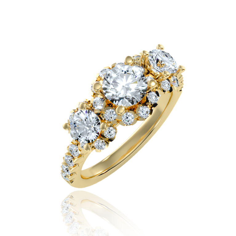 Luxury Trilogy Diamond Ring In Yellow Gold