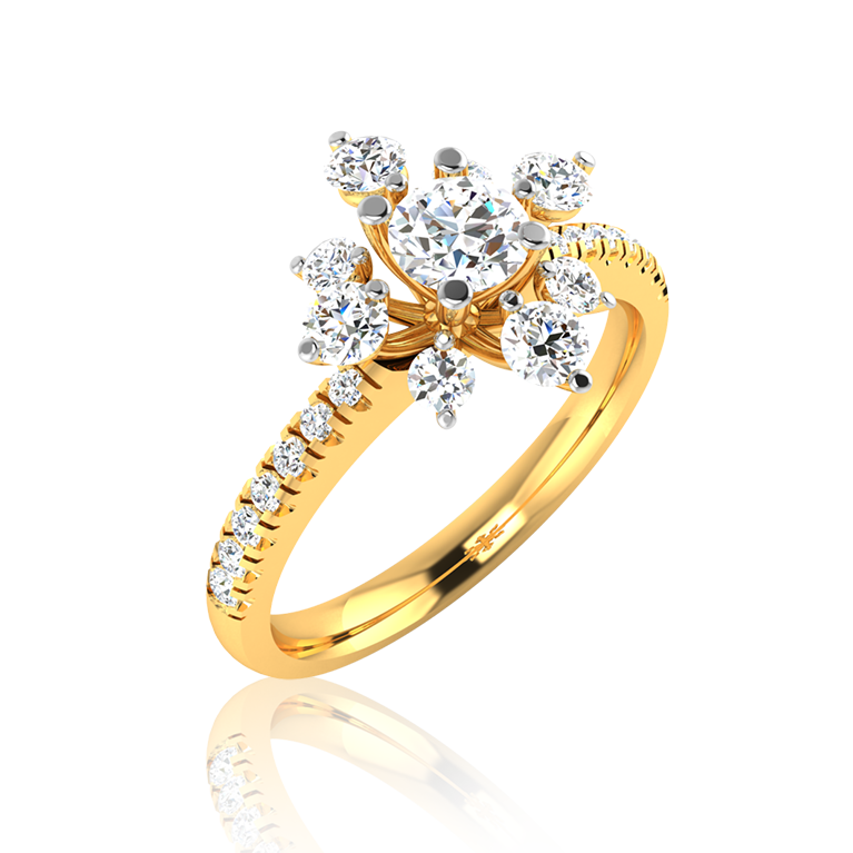 Diamond Bloom Ring In Yellow Gold