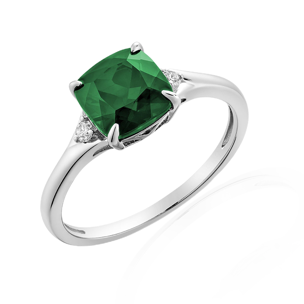"Simulated Emerald" Diamond Ring