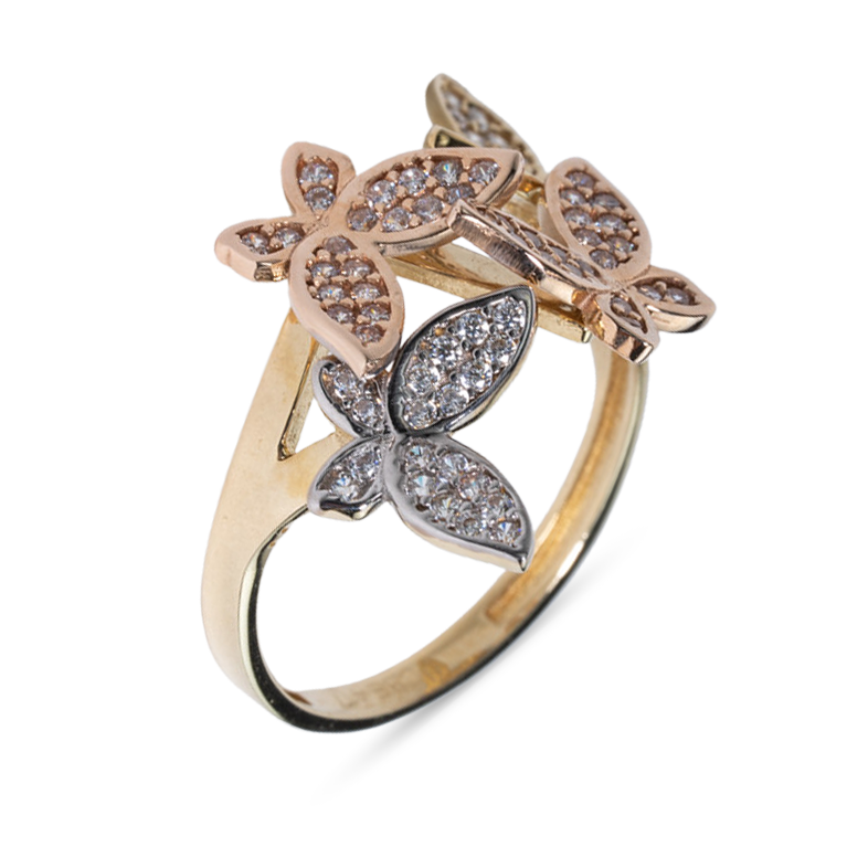 Flying Butterfly 3-tone Ring