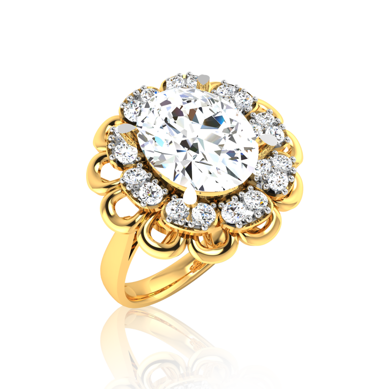 "Gilded Blossom" Luxury Flower Halo Lab Diamond Ring ( 2.85 Ct. Tw. )