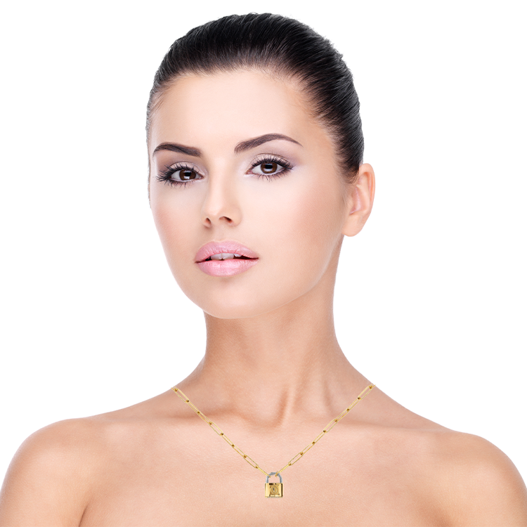 “Love Lock” 14-karat gold lock necklace