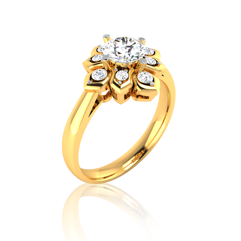 "Opulent Gilded Echelon" Diamond Ring