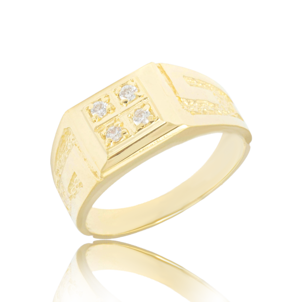 4 CZ Stone Men's Gold ring