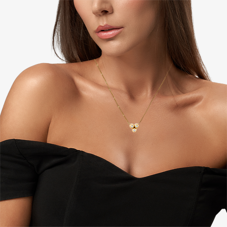 “Bulle” 14-karat gold bubble cluster gold necklace with diamonds