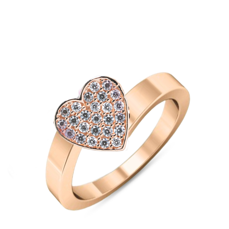 Rose Gold Heart Cubic Zirconia Ring