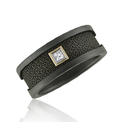 "AWARD WiNNER" Noir Gold Men's Wedding Band