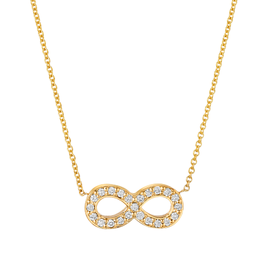 “Eve” 14-karat gold infinity sign necklace with diamonds