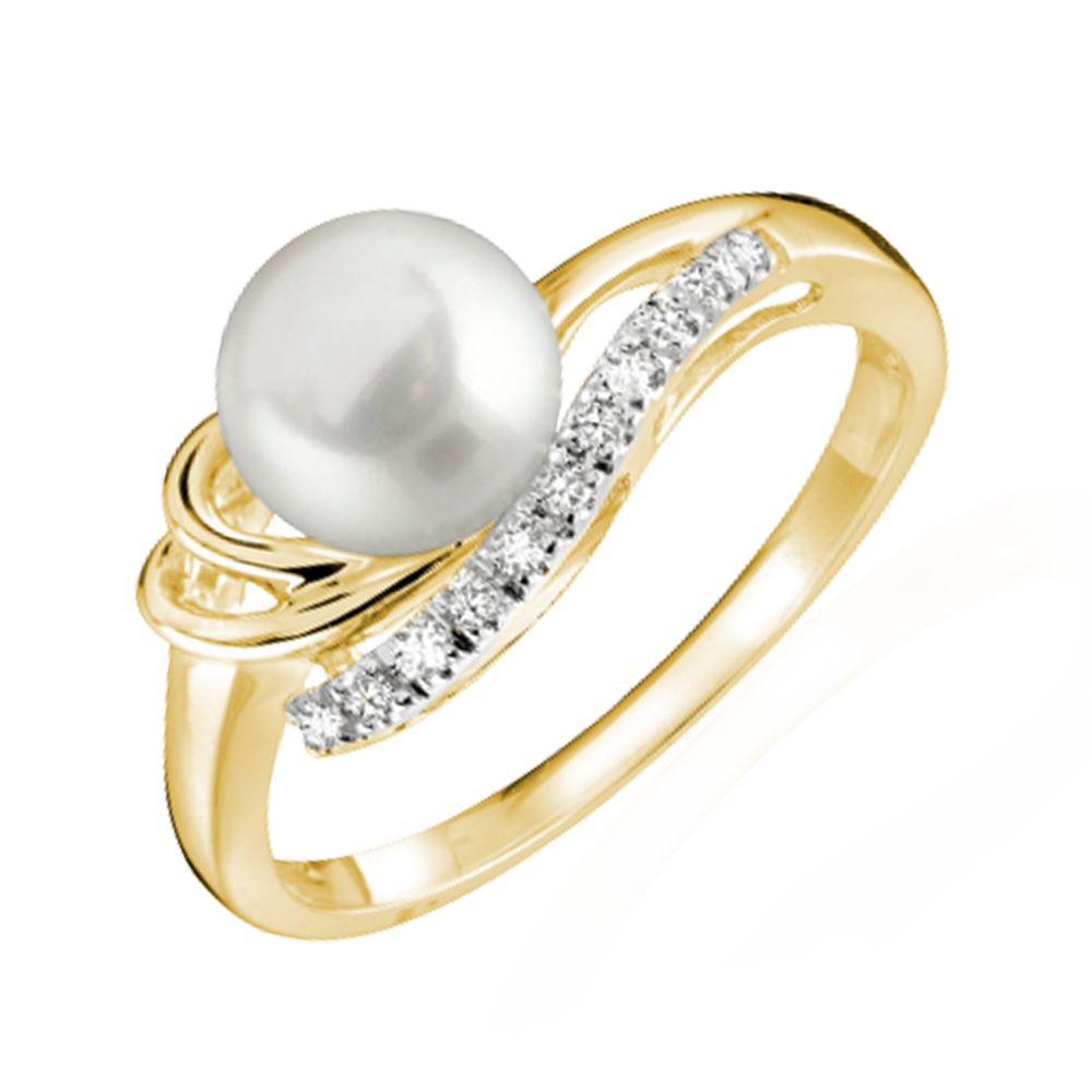 Freshwater Pearl & Diamond Ring