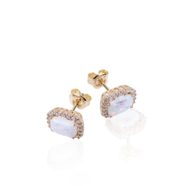 Cushion Halo Opal Earring