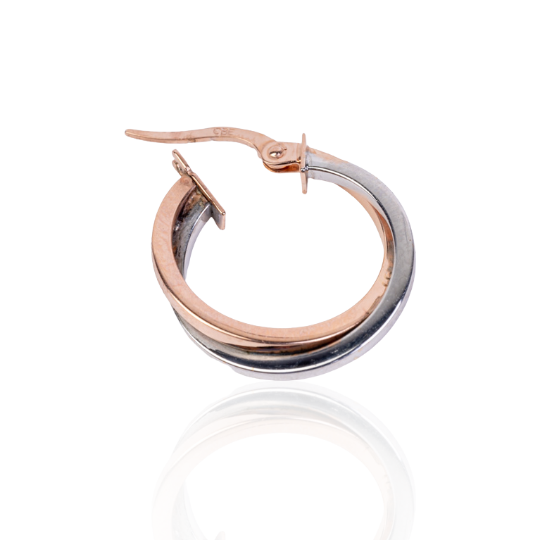 Rose & White Gold Twist Earrings