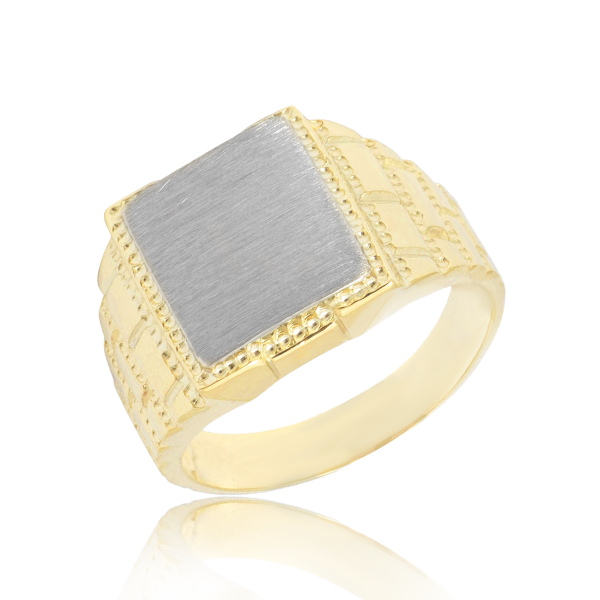 Man Millgrain Contour Ring In Yellow Gold