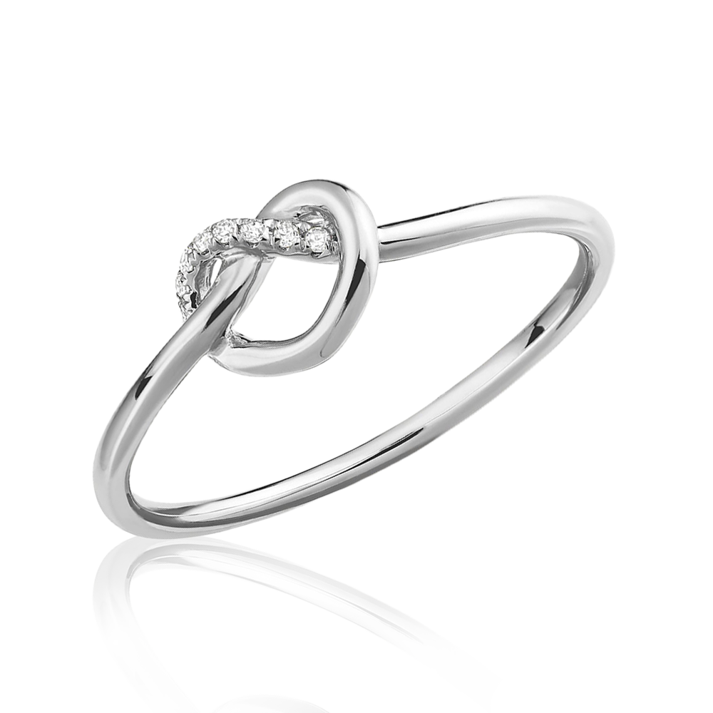 Knot Diamond Heart Ring