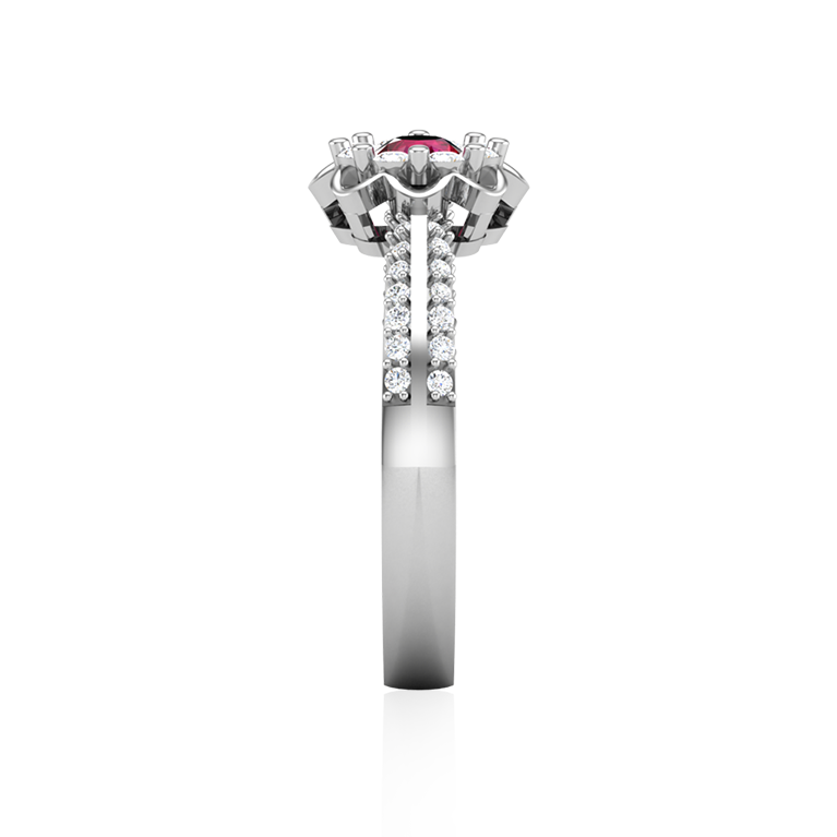 "Mystique Petal" White Gold Ruby Ring
