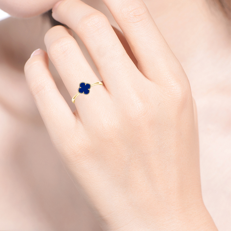 Modern Lapis Clover Ring