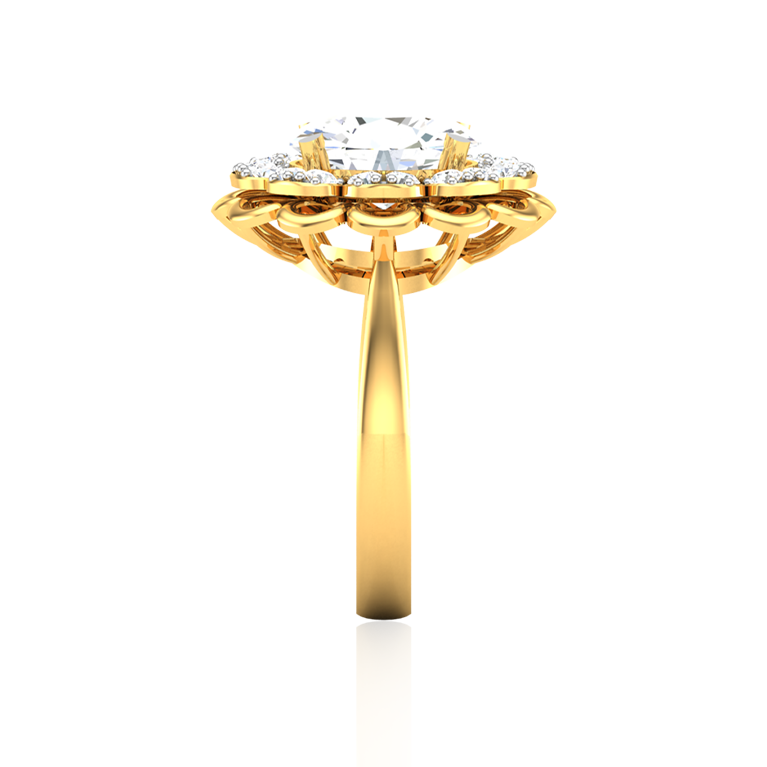 "Gilded Blossom" Luxury Flower Halo Lab Diamond Ring ( 2.85 Ct. Tw. )