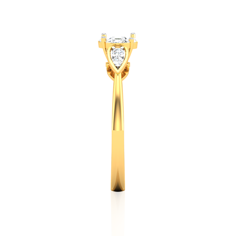 "Blooming Serenity" Solitaire Trinity in Yellow Gold