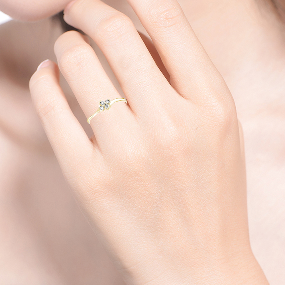 "Diamonds are Flower " Gold  Ring