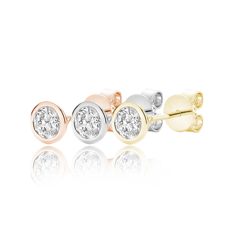 Bezel Diamond Stud Earrings. ( From 0.20 to 4 Ct. Tw. )