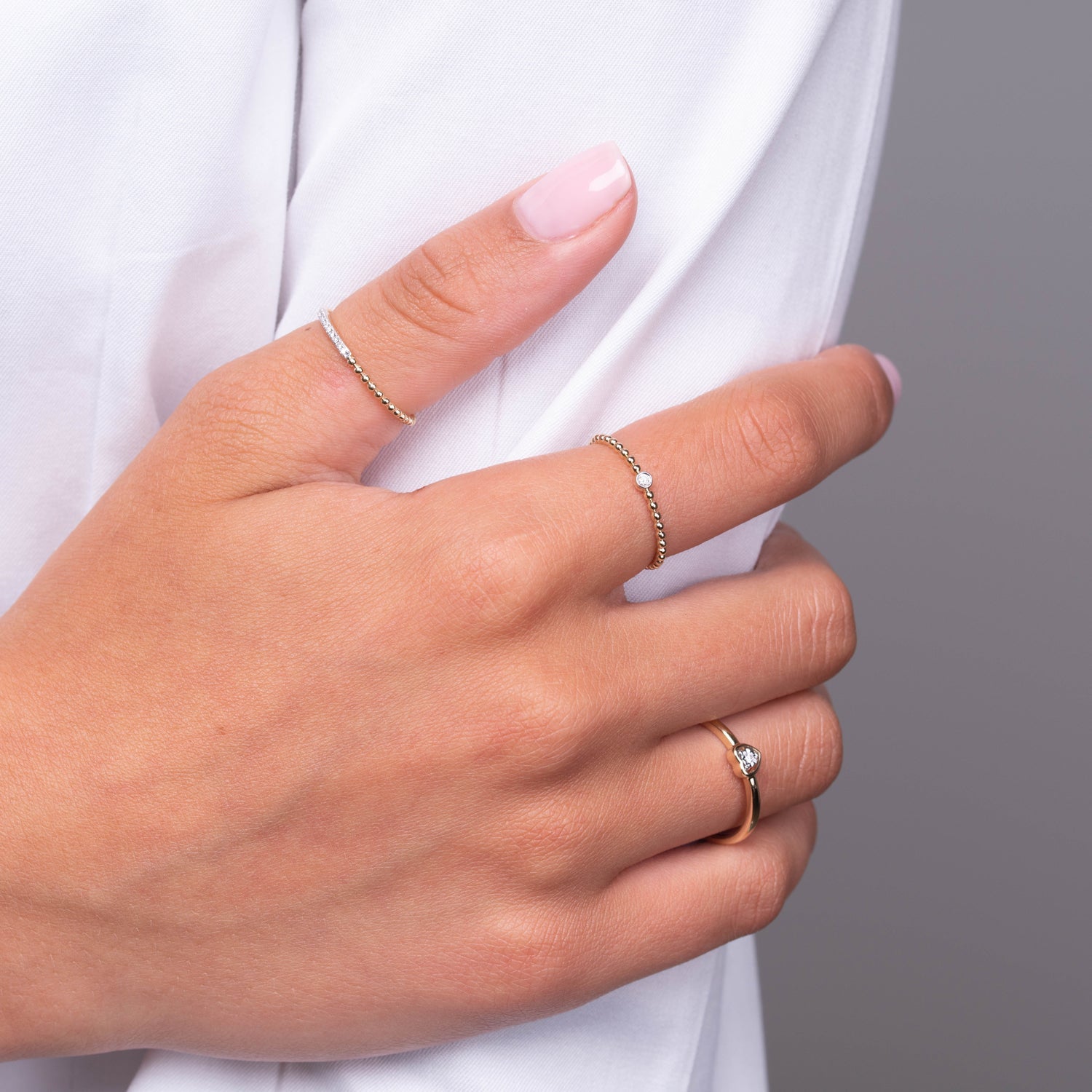 "Solo" Diamond & Bead Solitaire