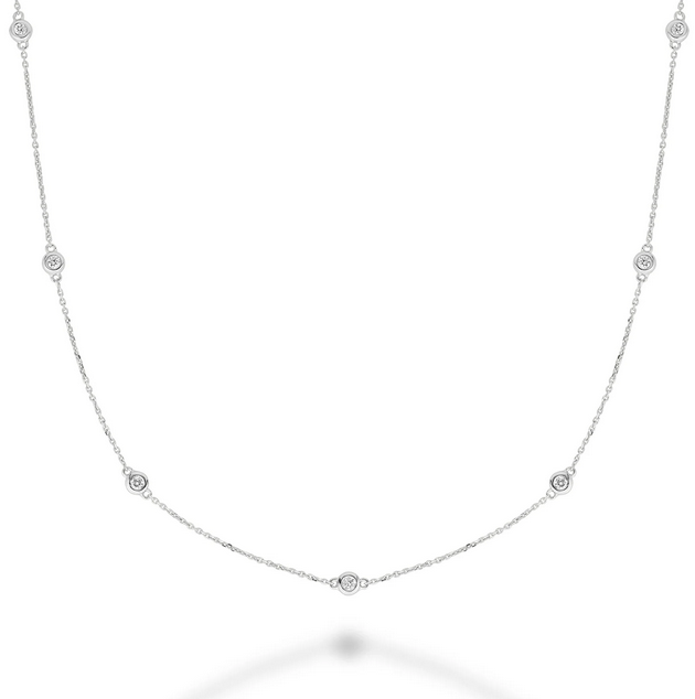 "Diamonds by the Bezel" Necklace In Yellow, White & Rose Gold