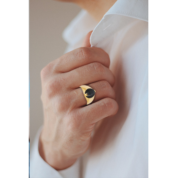 Blue Ice Men's Ring In Yellow Gold