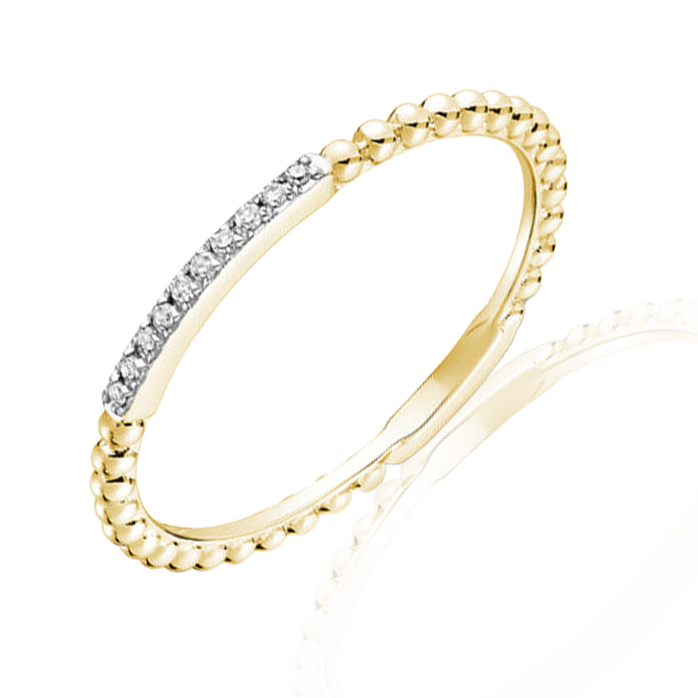 Diamonds and Beads Stackable In Rose, Yellow & White Gold