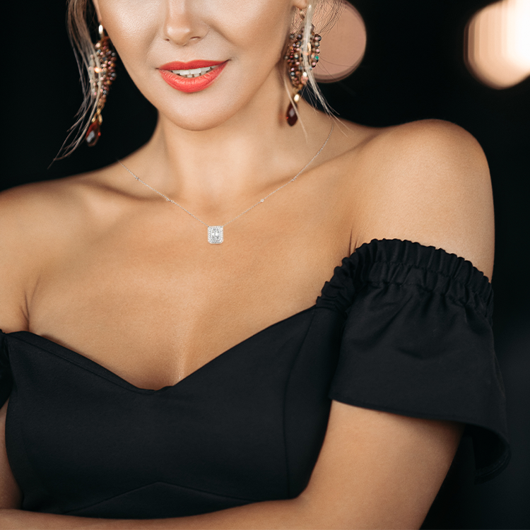 "Dreamweave" Emerald Cut Illusion Diamond Necklace